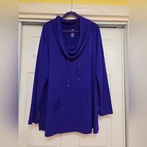 Deep Blue Cowl Neck Hoodie